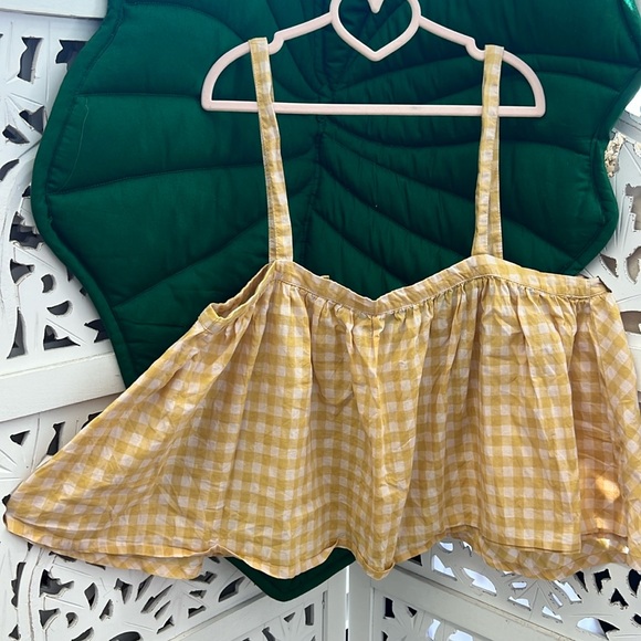 Acacia Swimwear Krista crop top tank top. Size S. Yellow Check plaid print. - Picture 2 of 8